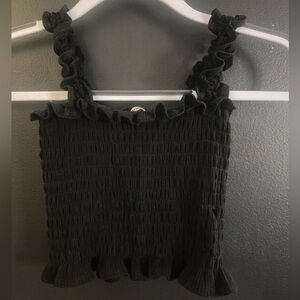 Reformation Leonore smocked tank - cropped - black - size small